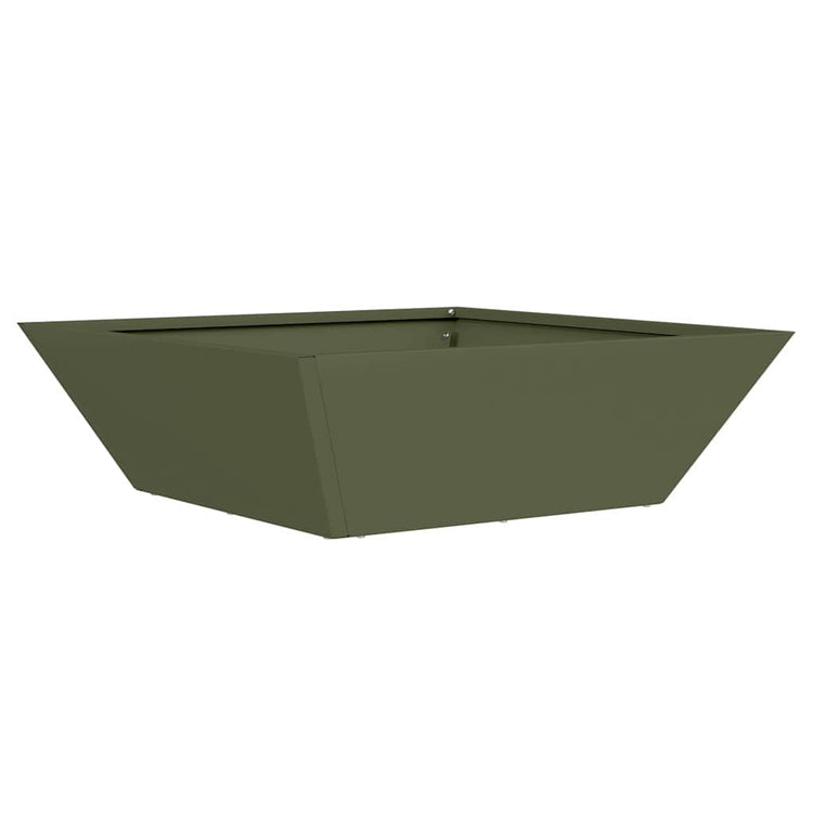 Vidaxl Gartenblumentopf olivgrün 50 x 50 x 15 cm kaltgewalzter Stahl