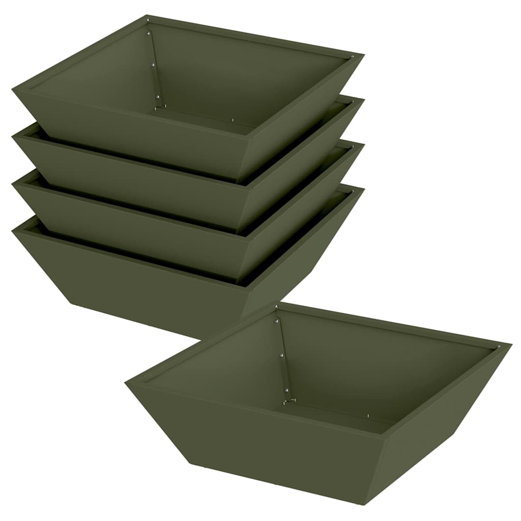Vidaxl Gartenblumentopf 5 Stück olivgrün 50 x 50 x 15 cm