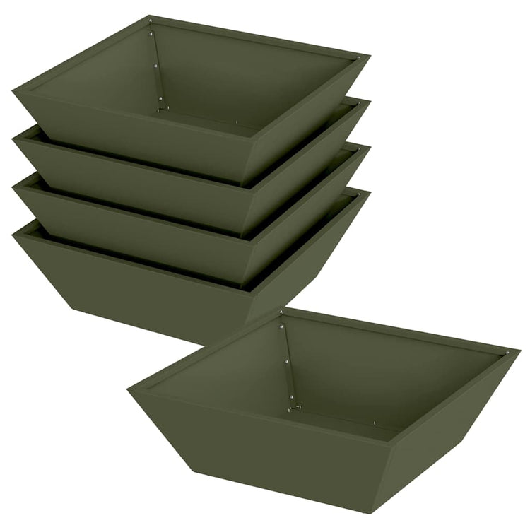 Vidaxl Gartenblumentopf 5 Stück olivgrün 50 x 50 x 15 cm