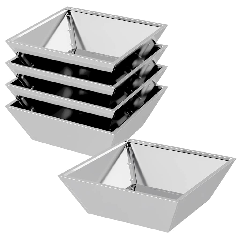 Vidaxl Gartenblumentopf 5 Stück Silber 50 x 50 x 15 cm verzinkter Stahl