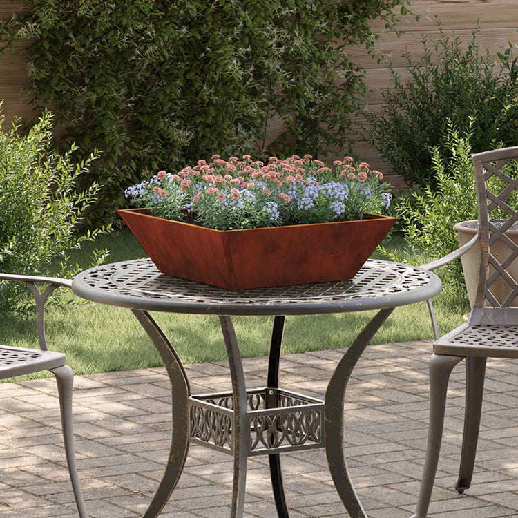 Vidaxl Gartenblumentopf rostig 50 x 50 x 15 cm Cortenstahl