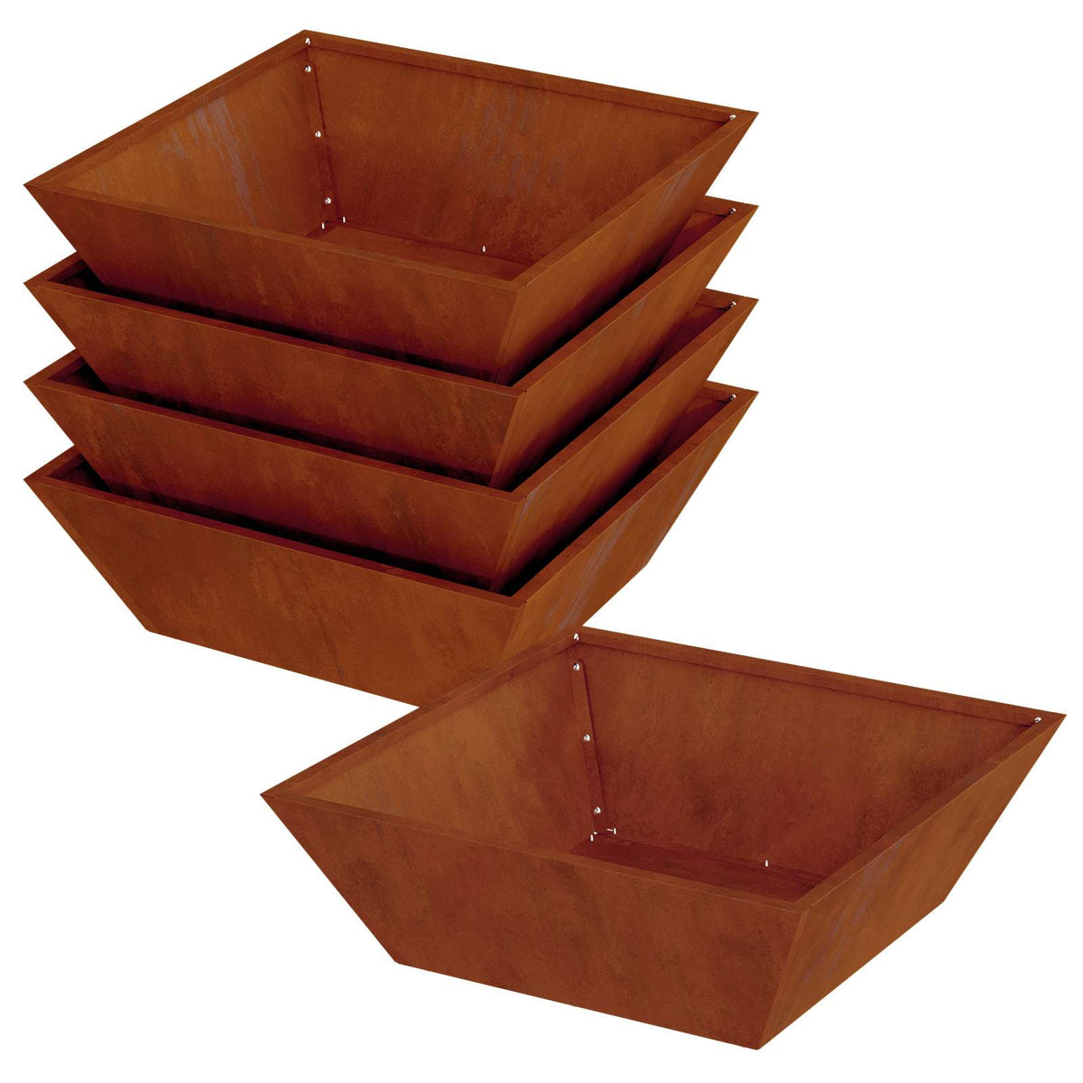 Vidaxl Gartenblumentopf 5 Stück rostig 50 x 50 x 15 cm Cortenstahl