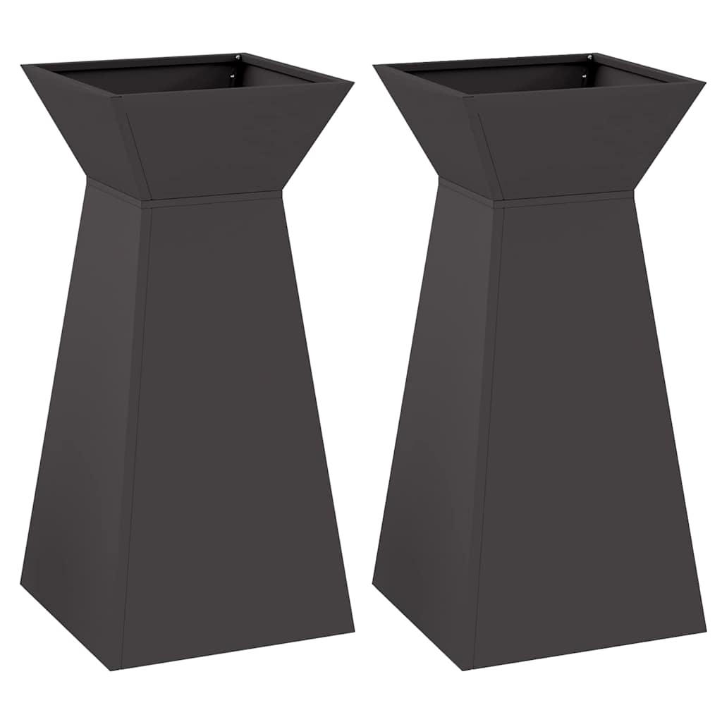 VidaXL Säulenpflanzgefäß 2 Stück schwarz 35 x 35 x 73 cm