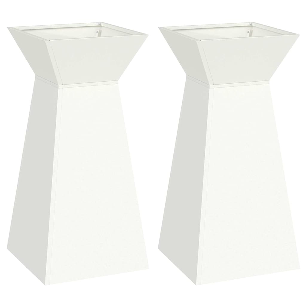 VidaXL Säulenpflanzgefäß 2 Stück weiß 35 x 35 x 73 cm