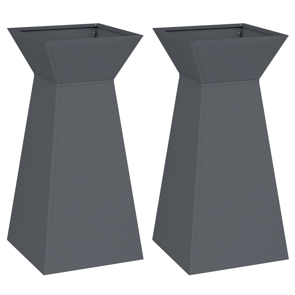Vidaxxl Säulenpflanzgefäß 2 Stk. Anthrazit 35 x 35 x 73 cm