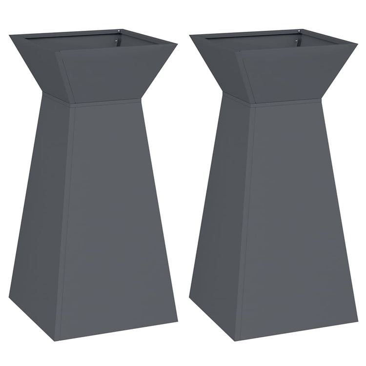 Vidaxxl Säulenpflanzgefäß 2 Stk. Anthrazit 35 x 35 x 73 cm