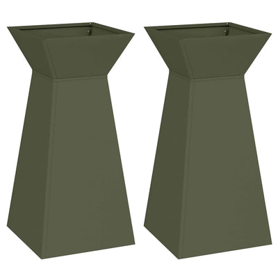 VidaXL Säulenpflanzgefäß 2 Stück olivgrün 35 x 35 x 73 cm