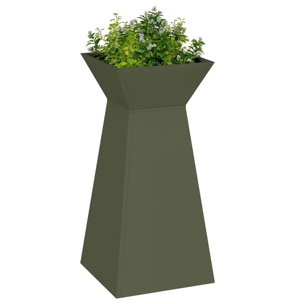 VidaXL Säulenpflanzgefäß 2 Stück olivgrün 35 x 35 x 73 cm