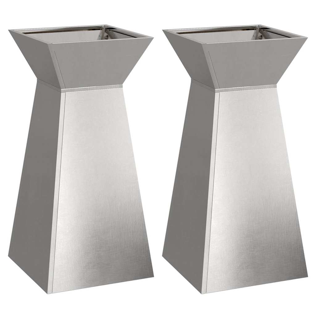 VidaXL Säulenpflanzgefäß 2 Stk. Silber 35 x 35 x 73 cm