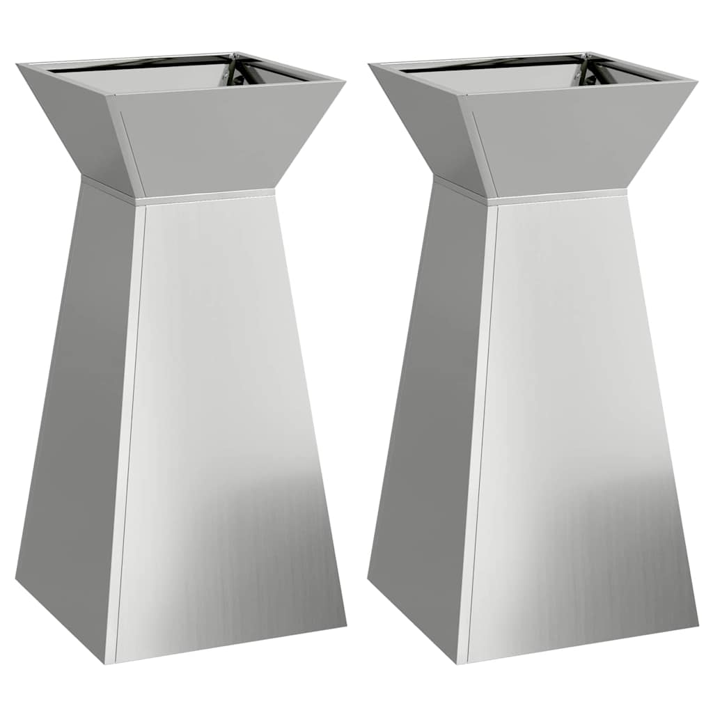 VidaXL Säulenpflanzgefäß 2 Stk. Silber 35 x 35 x 73 cm
