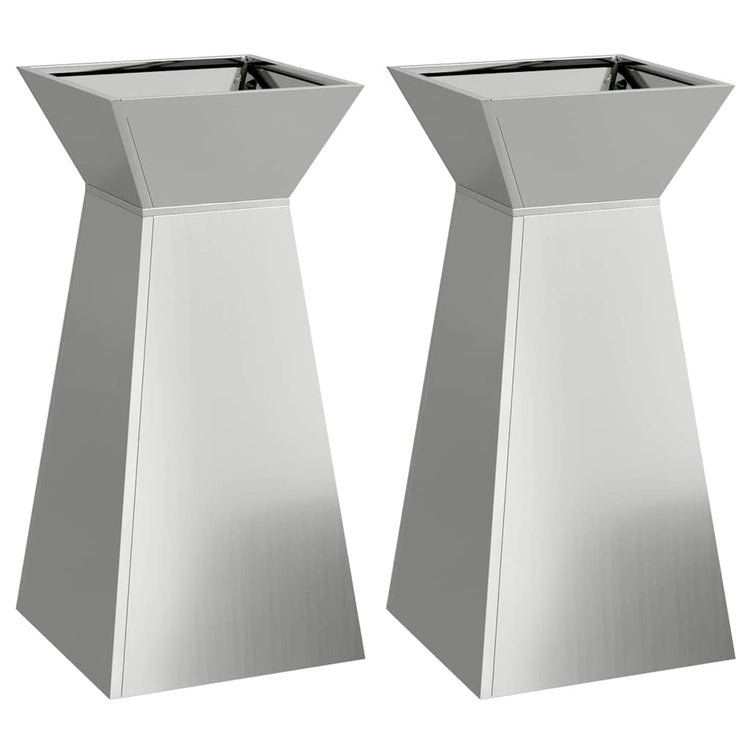 VidaXL Säulenpflanzgefäß 2 Stk. Silber 35 x 35 x 73 cm
