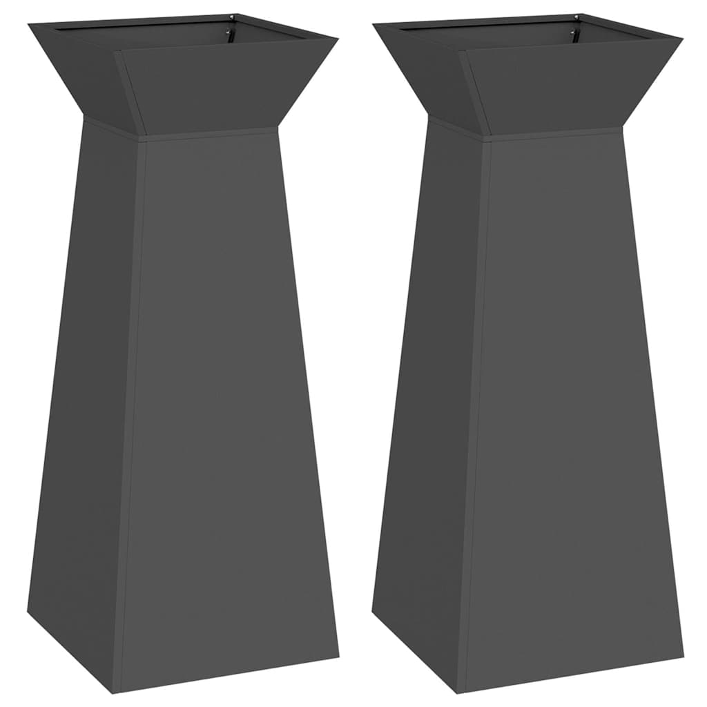 VidaXL Säulenpflanzgefäß 2 Stück schwarz 40 x 40 x 100 cm