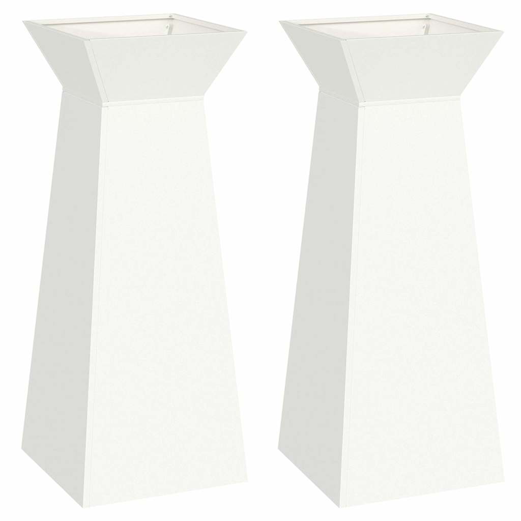 VidaXL Säulenpflanzgefäß 2 Stück weiß 40 x 40 x 100 cm