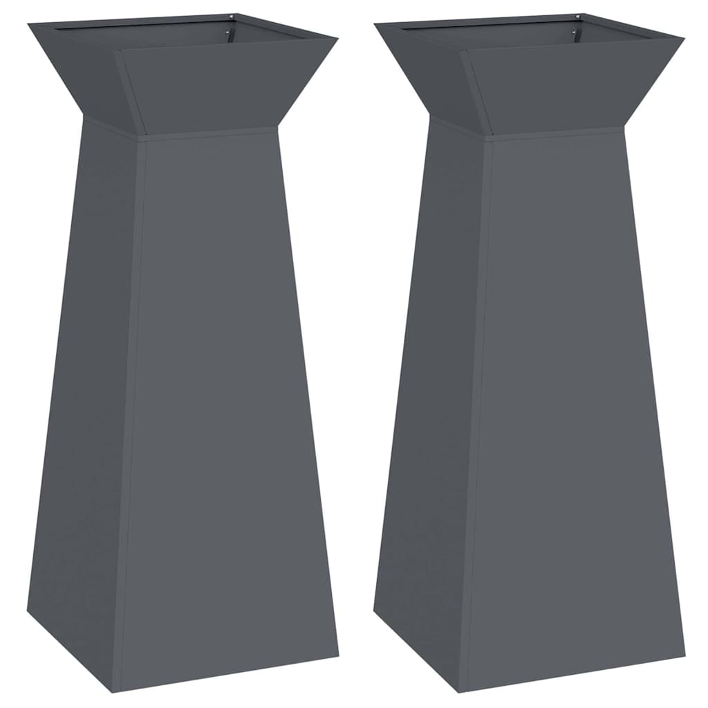 Vidaxxl Säulenpflanzgefäß 2 Stk. Anthrazit 40 x 40 x 100 cm