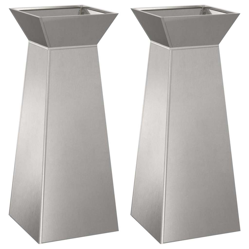 VidaXL Säulenpflanzgefäß 2 Stk. Silber 40 x 40 x 100 cm