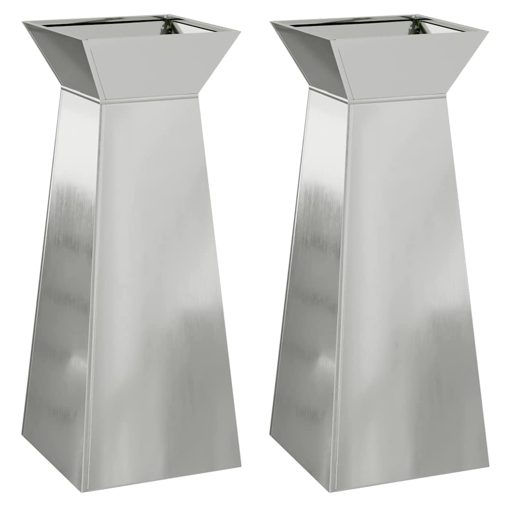 VidaXL Säulenpflanzgefäß 2 Stk. Silber 40 x 40 x 100 cm