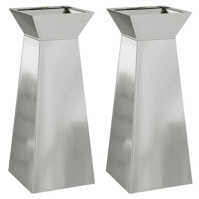 VidaXL Säulenpflanzgefäß 2 Stk. Silber 40 x 40 x 100 cm