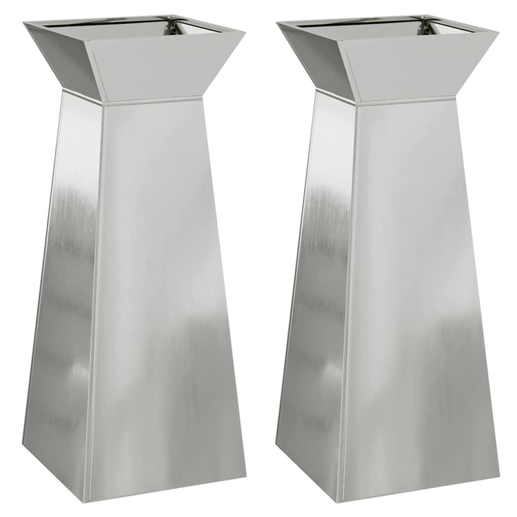 VidaXL Säulenpflanzgefäß 2 Stk. Silber 40 x 40 x 100 cm