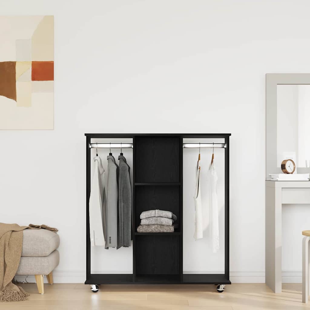 Vidaxxl-Kleiderschrank mit Rad, schwarze Eiche, 102 x 38 x 110 cm, fertiges Holz