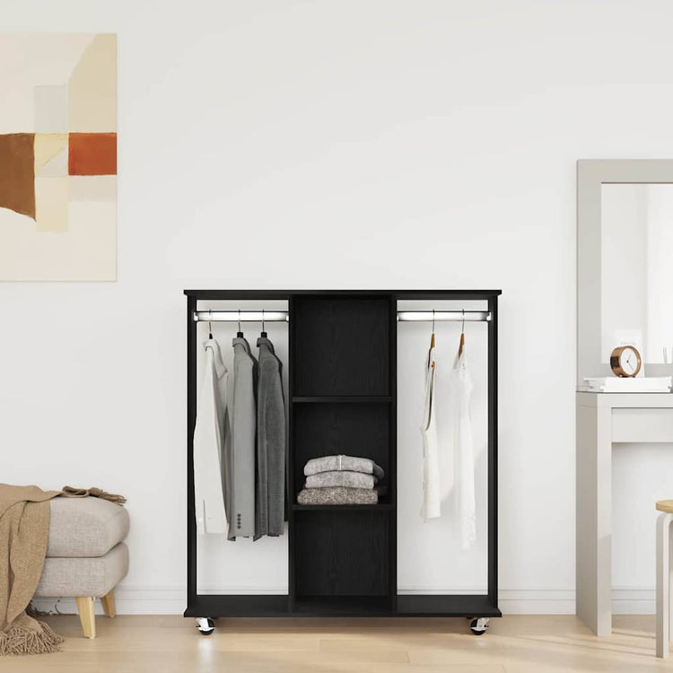 Vidaxxl-Kleiderschrank mit Rad, schwarze Eiche, 102 x 38 x 110 cm, fertiges Holz