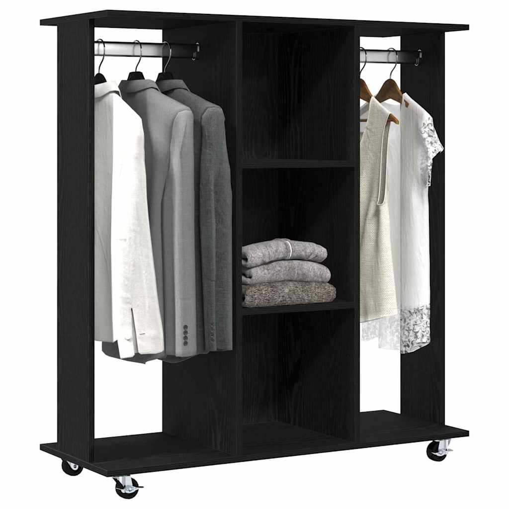 Vidaxxl-Kleiderschrank mit Rad, schwarze Eiche, 102 x 38 x 110 cm, fertiges Holz