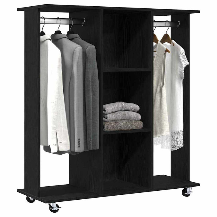 Vidaxxl-Kleiderschrank mit Rad, schwarze Eiche, 102 x 38 x 110 cm, fertiges Holz