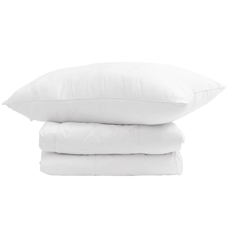 Vidaxl Winterdecke mit Kissen 2 Stück weiße Daunenfedern