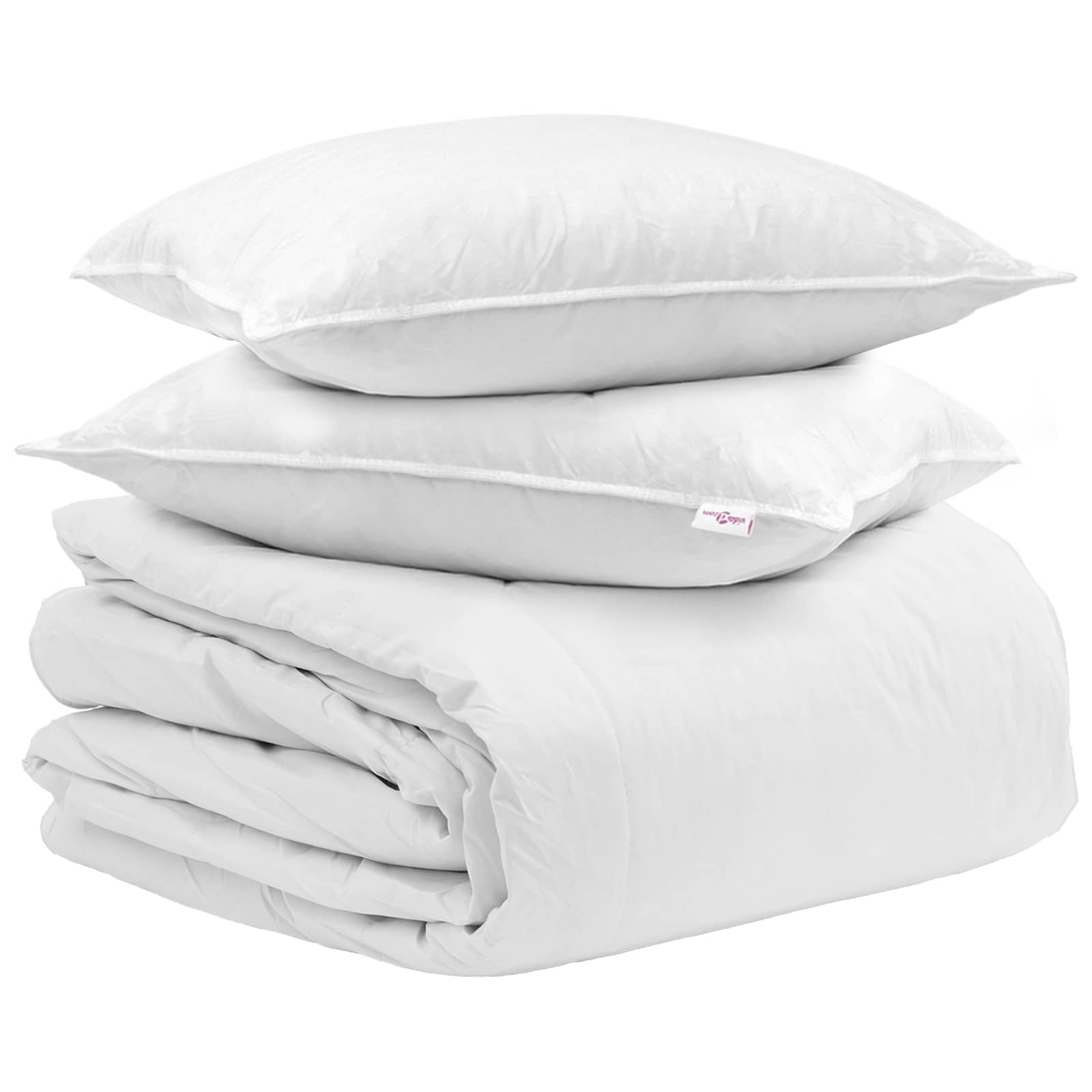 Vidaxl-Bettwäscheset mit Kissen, 3 Stück, weiße Daunenfedern