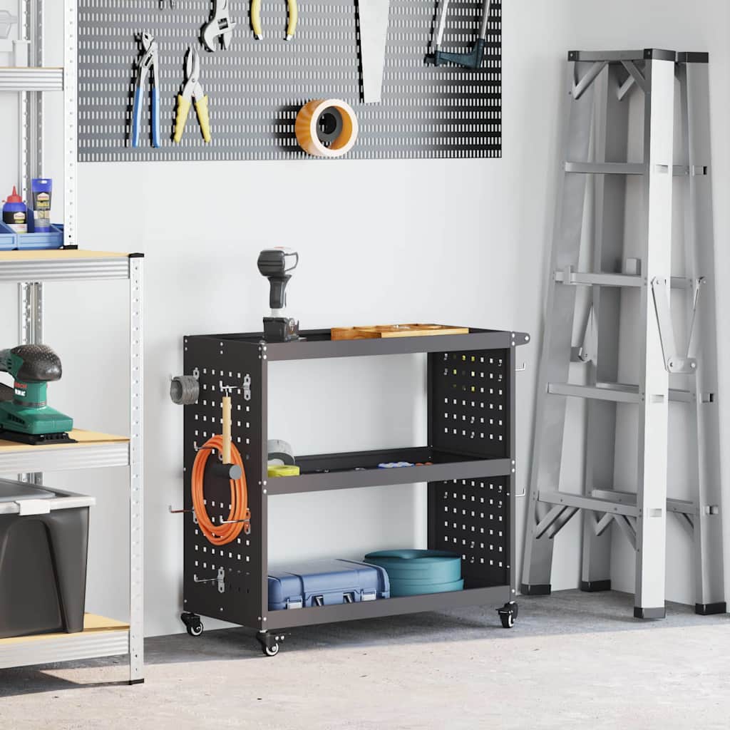 Vidaxx Werkzeugwagen schwarz 75 x 35 x 73 cm kaltgewalzter Stahl