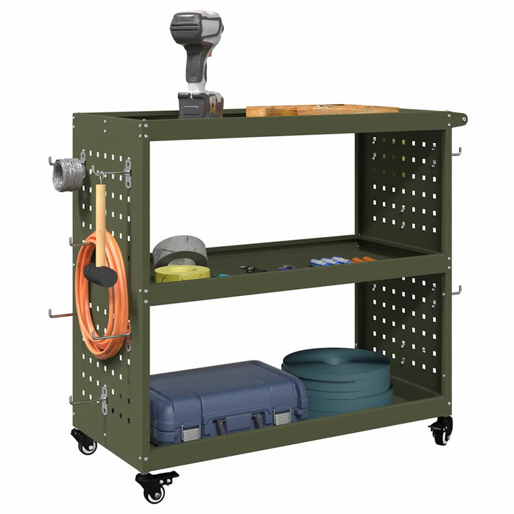 Vidaxx Werkzeugwagen olivgrün 75 x 35 x 73 cm kaltgewalzter Stahl