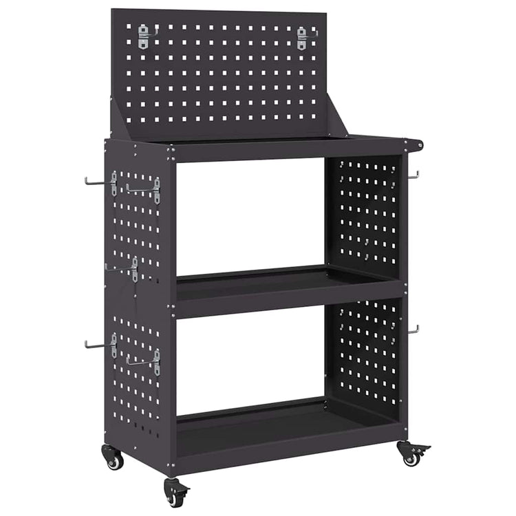 Vidaxx Werkzeugwagen schwarz 65 x 35 x 111 cm kaltgewalzter Stahl