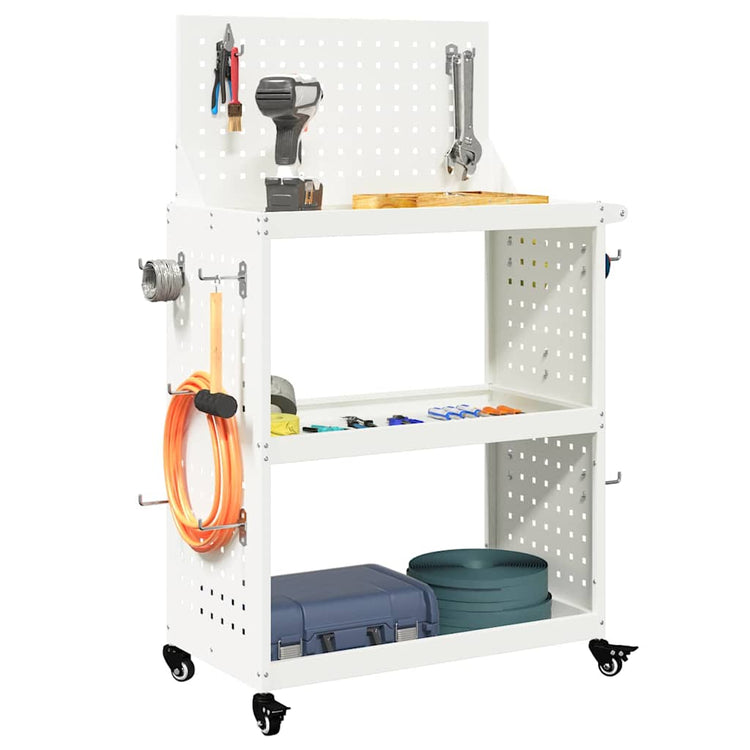 Vidaxx Werkzeugwagen weiß 65 x 35 x 111 cm kaltgewalzter Stahl