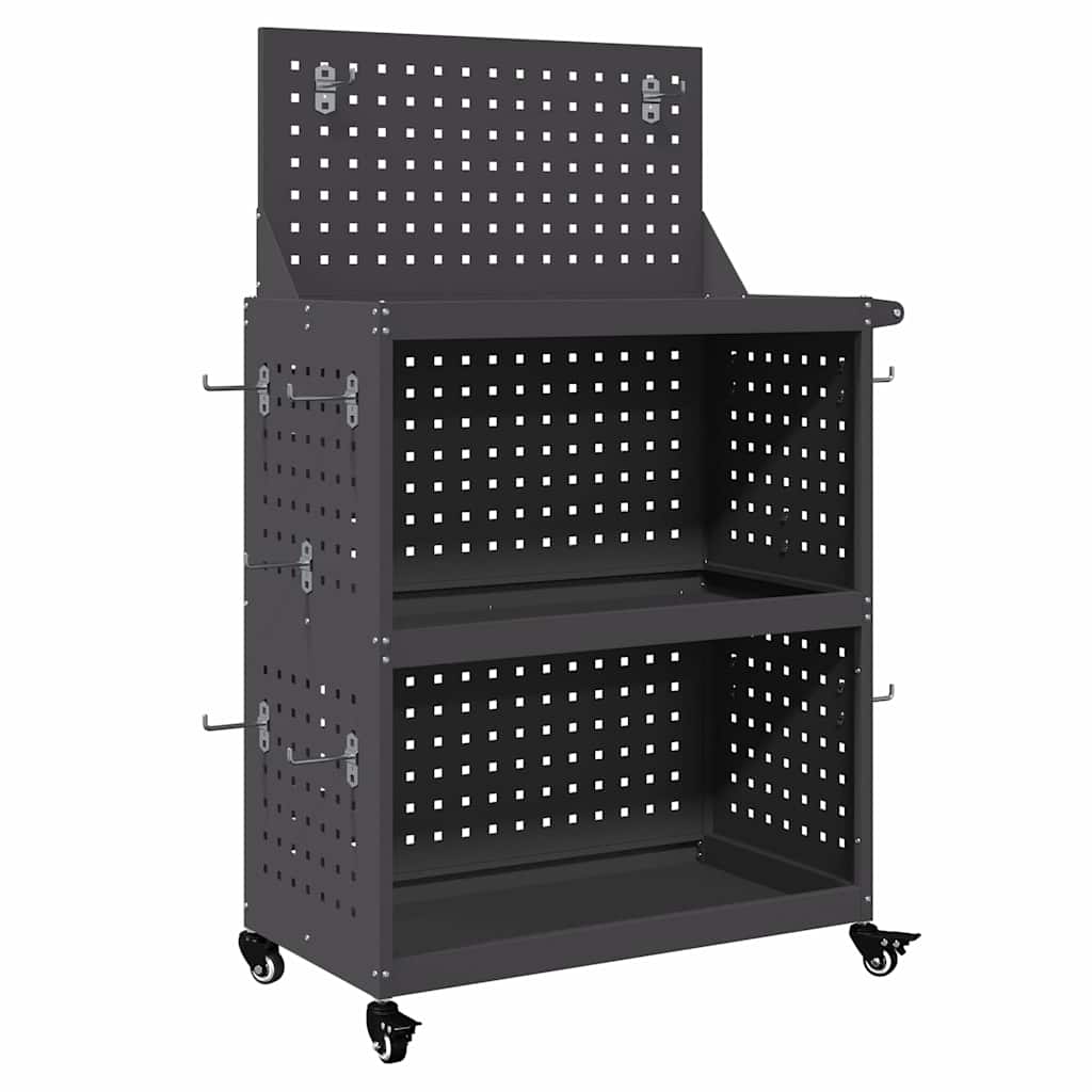 Vidaxx Werkzeugwagen schwarz 65 x 35 x 111 cm kaltgewalzter Stahl
