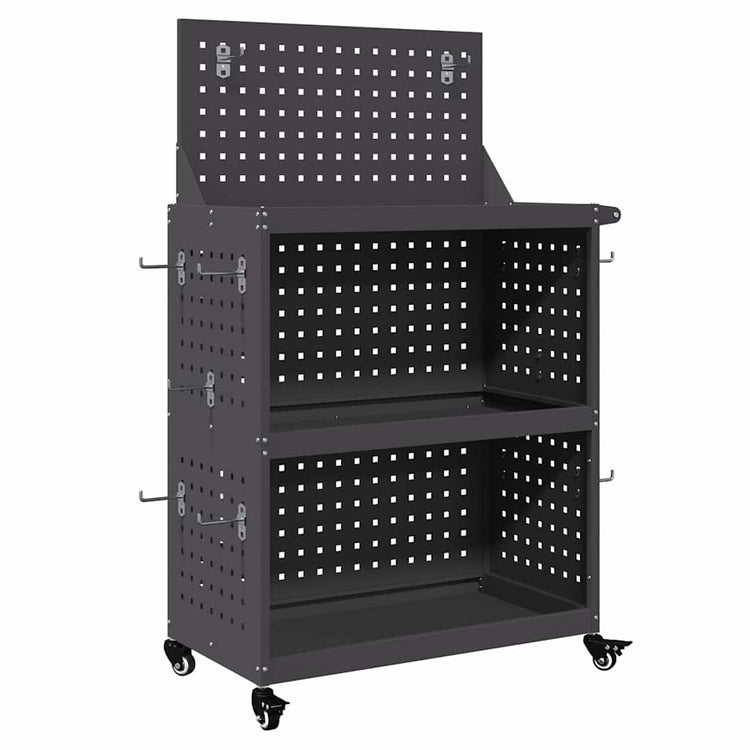 Vidaxx Werkzeugwagen schwarz 65 x 35 x 111 cm kaltgewalzter Stahl