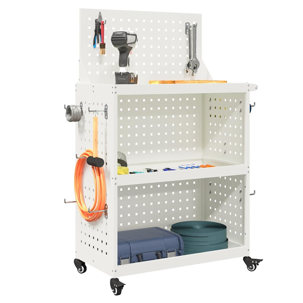 Vidaxx Werkzeugwagen weiß 65 x 35 x 111 cm kaltgewalzter Stahl