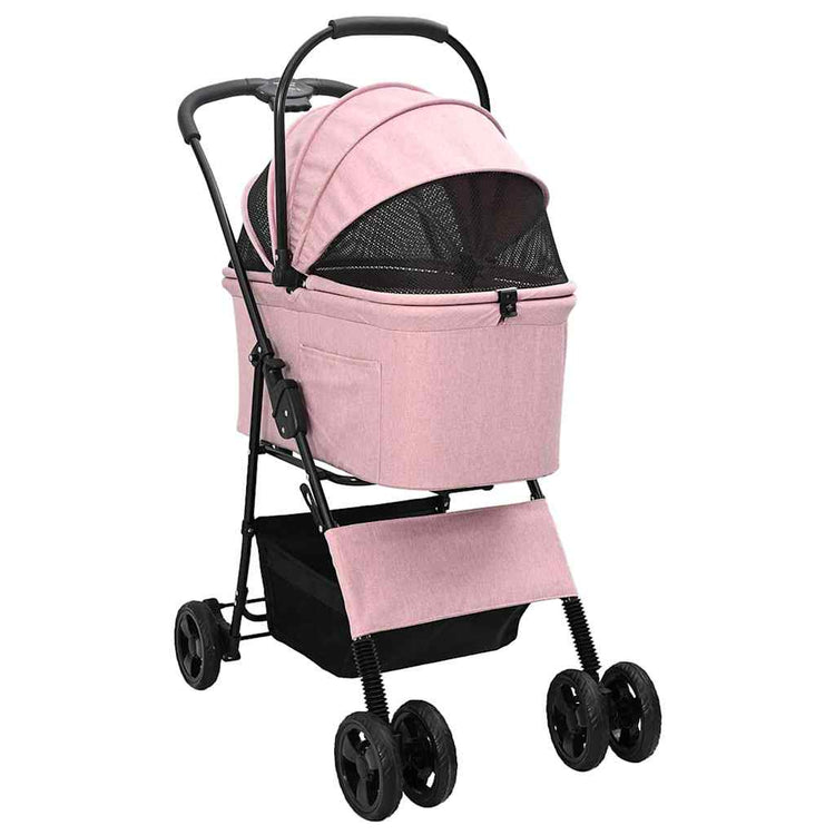 Vidaxx faltbarer Kinderwagen für Haustiere, rosa, 81 x 47 x 99 cm, Polyester