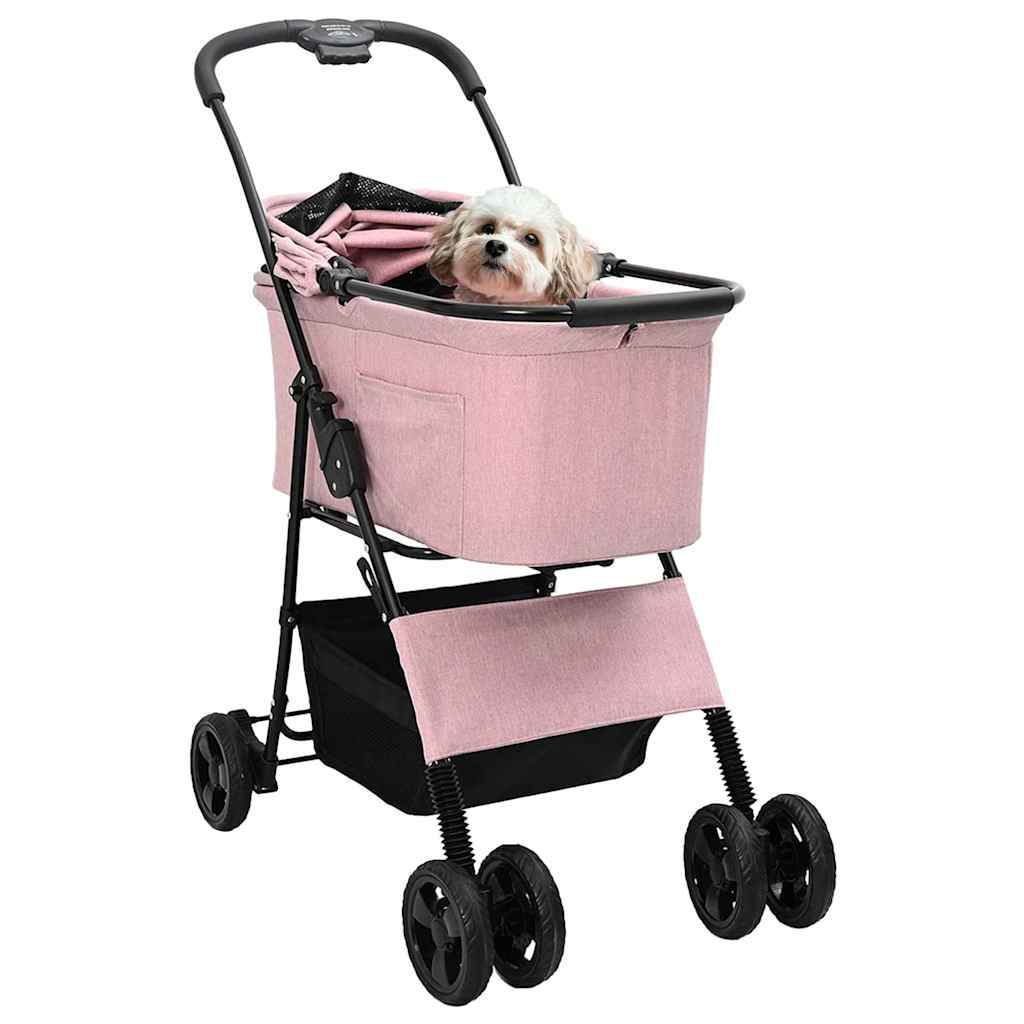 Vidaxx faltbarer Kinderwagen für Haustiere, rosa, 81 x 47 x 99 cm, Polyester