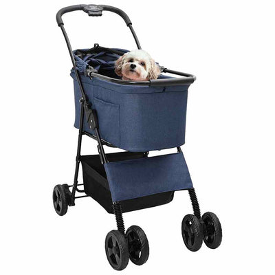 Vidaxx faltbarer Haustierkinderwagen blau 81 x 47 x 99 cm Polyester