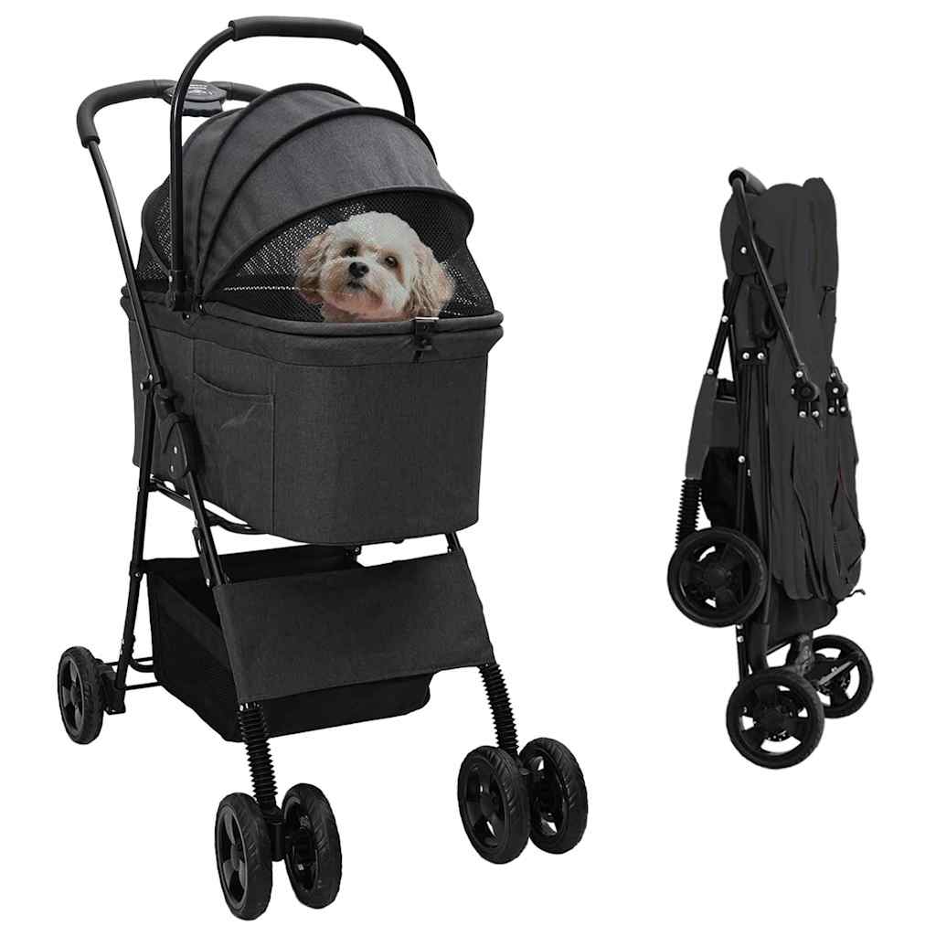 Vidaxx faltbarer Haustierkinderwagen schwarz 81 x 47 x 99 cm Polyester