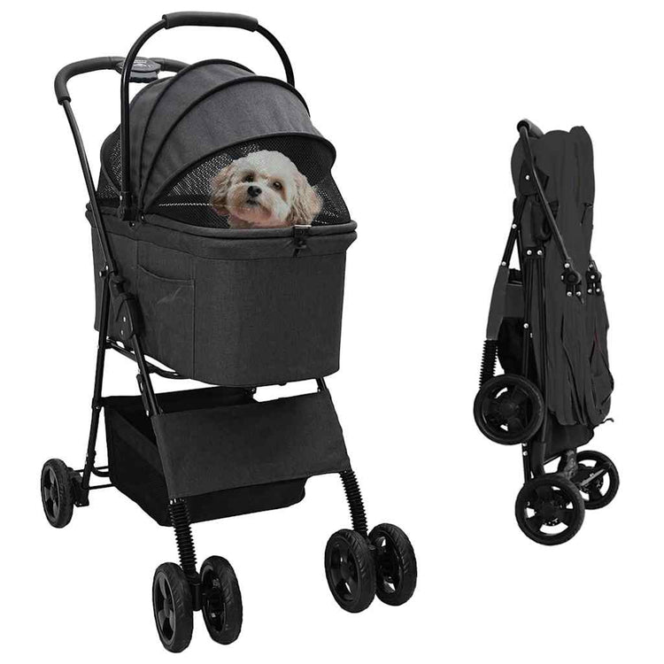 Vidaxx faltbarer Haustierkinderwagen schwarz 81 x 47 x 99 cm Polyester