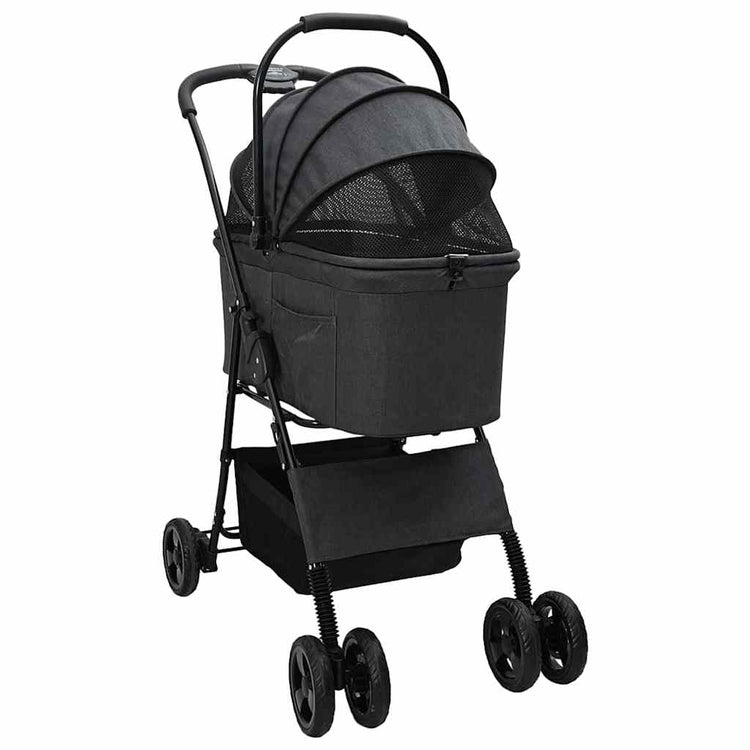 Vidaxx faltbarer Haustierkinderwagen schwarz 81 x 47 x 99 cm Polyester