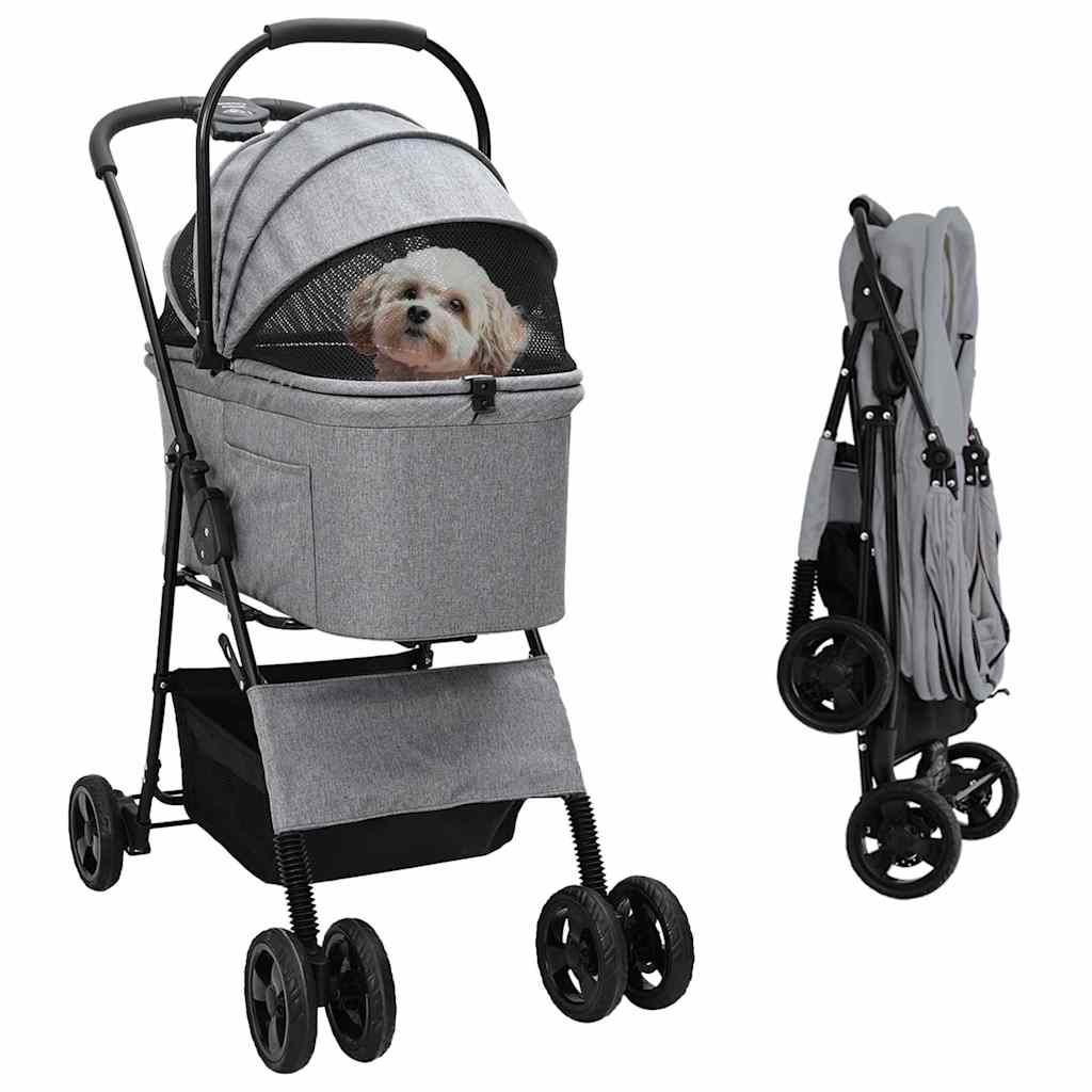 Vidaxx faltbarer Haustierkinderwagen grau 81 x 47 x 99 cm Polyester
