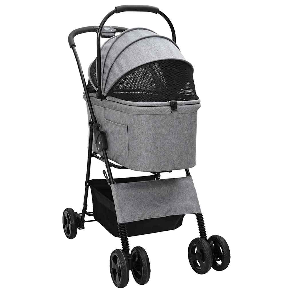 Vidaxx faltbarer Haustierkinderwagen grau 81 x 47 x 99 cm Polyester