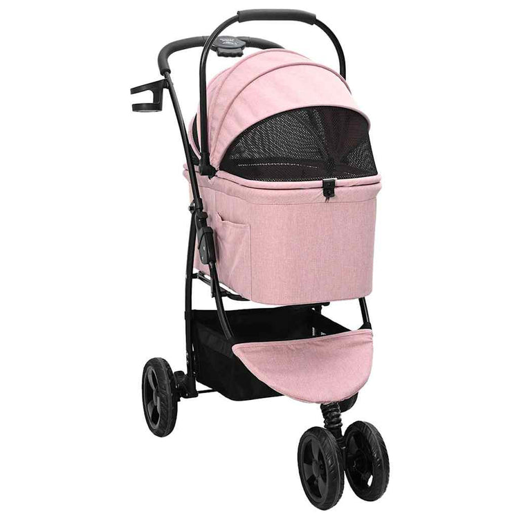 Vidaxx faltbarer Kinderwagen für Haustiere, rosa, 78 x 54 x 101 cm, Polyester