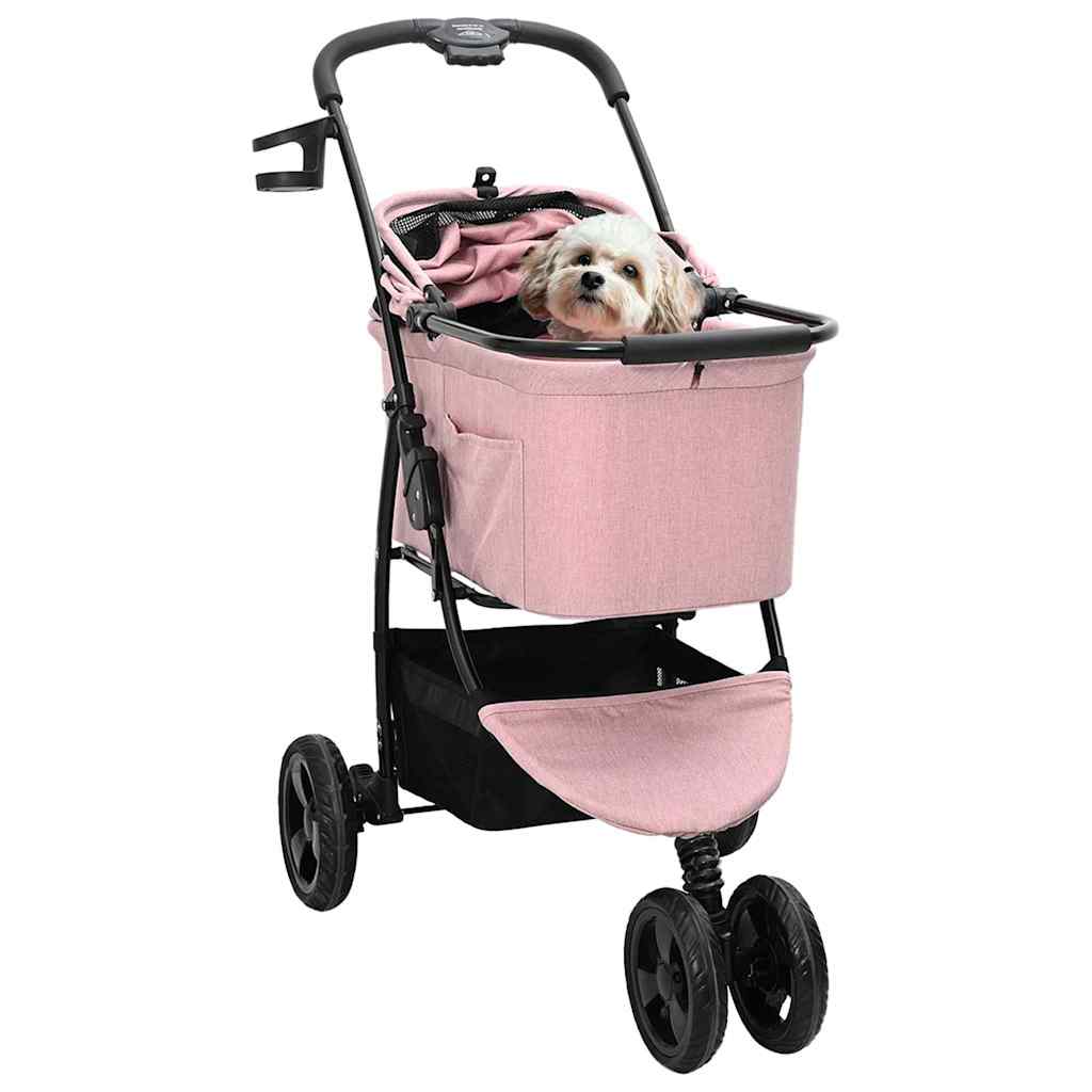 Vidaxx faltbarer Kinderwagen für Haustiere, rosa, 78 x 54 x 101 cm, Polyester