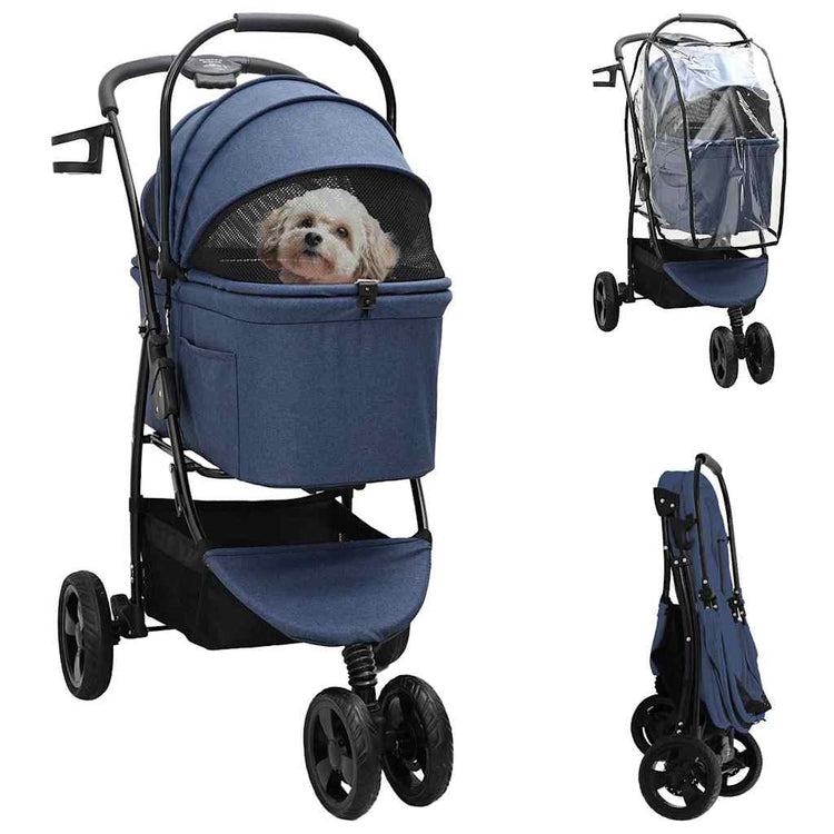 Vidaxx faltbarer Haustierkinderwagen blau 78 x 54 x 101 cm Polyester