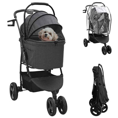 Vidaxx faltbarer Haustierkinderwagen schwarz 78 x 54 x 101 cm Polyester