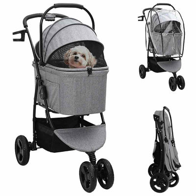 Vidaxx faltbarer Haustierkinderwagen grau 78 x 54 x 101 cm Polyester