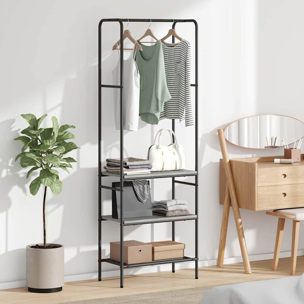 Vidaxl Kleiderständer mit Regal, graues Sonoma, 60 x 30 x 171 cm, fertiges Holz