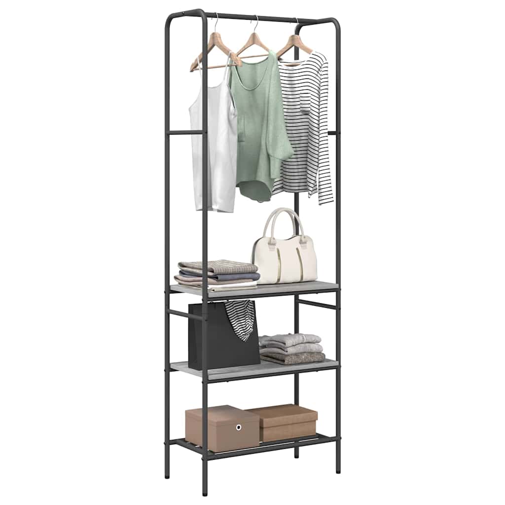 Vidaxl Kleiderständer mit Regal, graues Sonoma, 60 x 30 x 171 cm, fertiges Holz